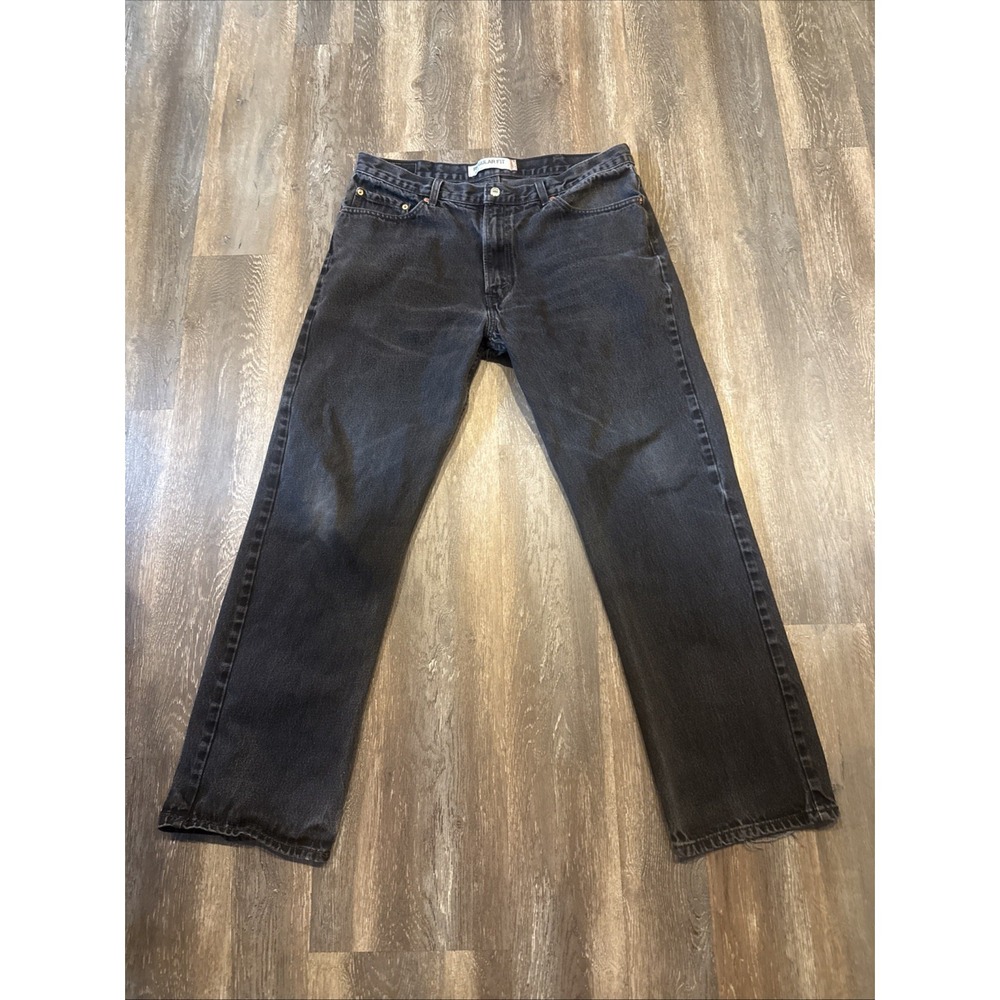 Levis 505 Regular Fit Jeans Men's 38x32 Fits 38x31 Black Denim Straight Leg